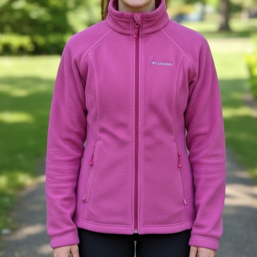 Columbia Womens Full Zip‎ Fleece Jacket Magenta Pink Mock Neck Outdoor Sporty S